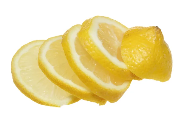 Lemon cutting by slices on a white background — Stock Photo, Image