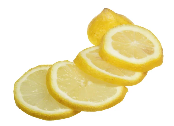 Lemon cutting by slices on a white background — Stock Photo, Image