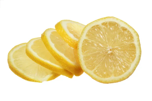 Lemon cutting by slices on a white background — Stock Photo, Image