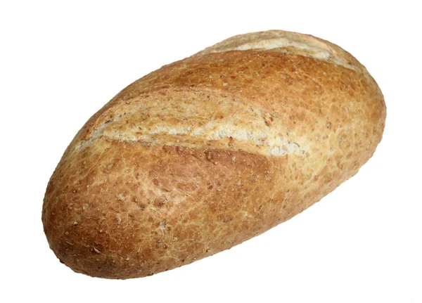 Long loaf of bread on a white background — Stock Photo, Image