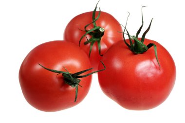 Beyaz arkaplanda domatesler