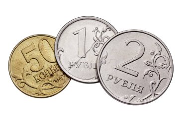 Beyaz bir arka plan üzerinde Rus Rublesi