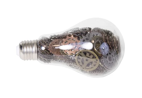 Glödlampan fylld med Gears — Stockfoto