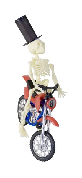 Esqueleto en Top Sombrero de montar en motocicleta — Foto de Stock
