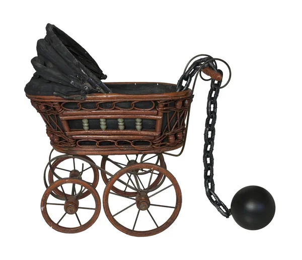 Boll och kedja med Bassinet — Stockfoto