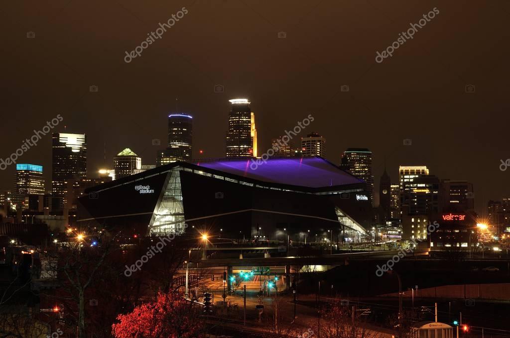 MINNEAPOLIS, MN, USA - February 6, 2017: Minnesota Vikings US Bank Stadium in Minneapolis at Night, site of Super Bowl LII (52)