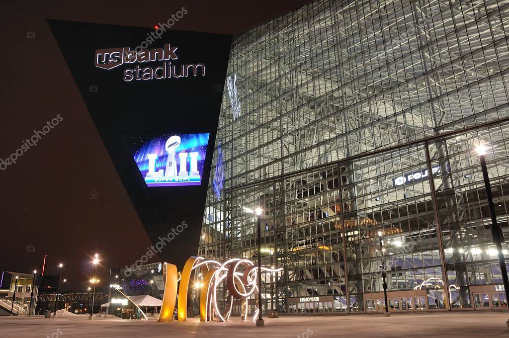 MINNEAPOLIS, MN, USA - February 6, 2017: Minnesota Vikings US Bank Stadium in Minneapolis at Night, site of Super Bowl LII (52)