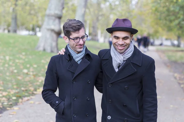 Gay Couple Enjoying Walk Park — Stock Photo, Image