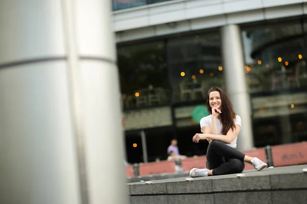 Happy Young Woman Sitting Relaxing — Stock Photo, Image