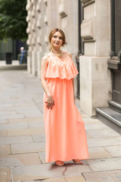 Portrait Beautiful Young Woman Wearing Dress — Stock Photo, Image