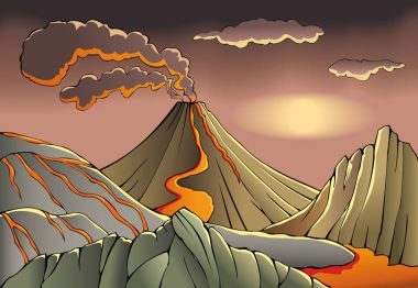 Erüpsiyon volkanik arazi