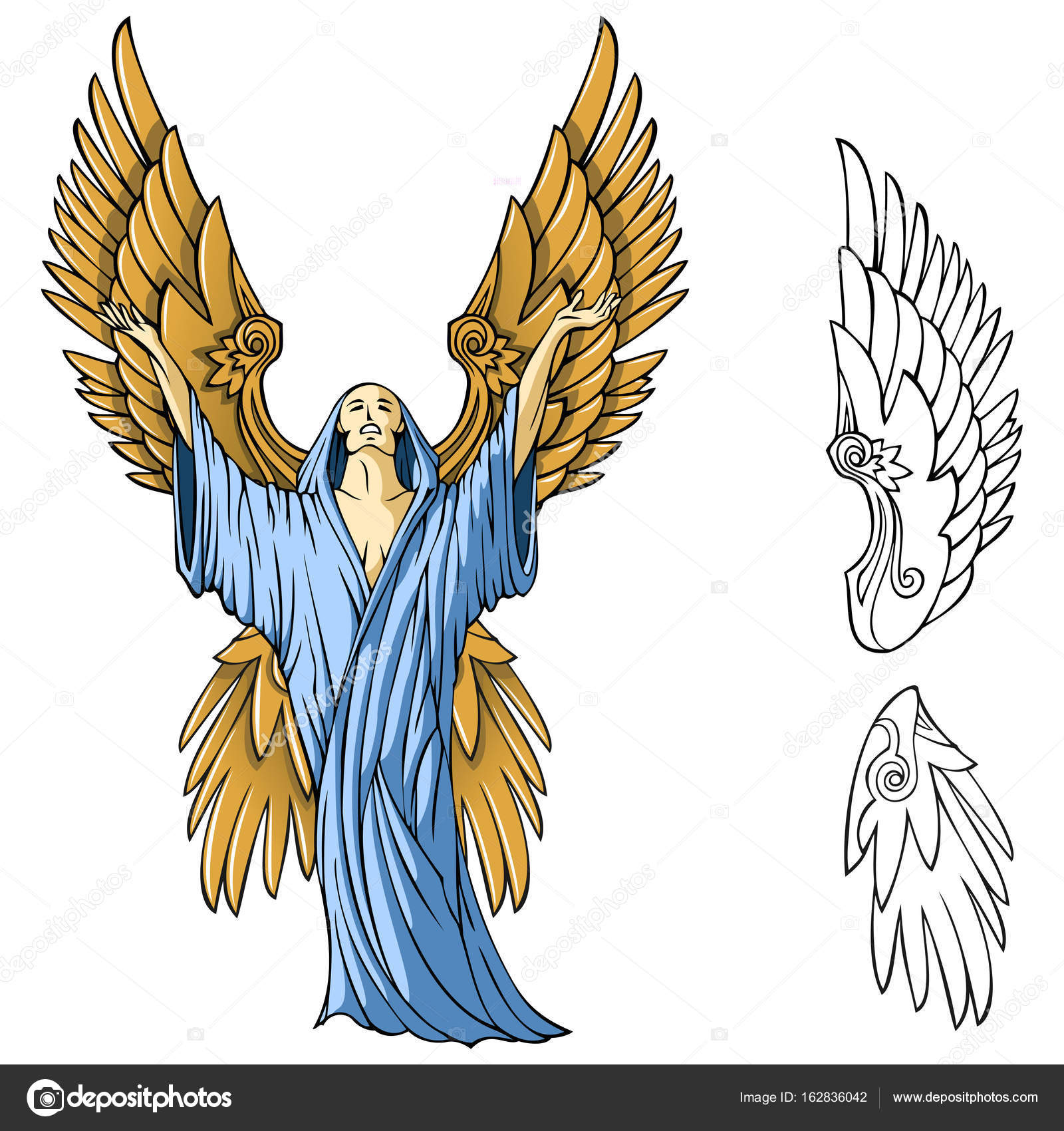 날개 달린된 천사 기도 스톡 벡터 - ©ensiferum 162836042, image size:963x1024