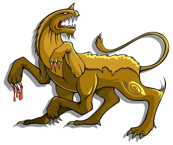 Manticore Una Criatura Mítica Bestia Fantasía Ilustración Vectorial — Archivo Imágenes Vectoriales