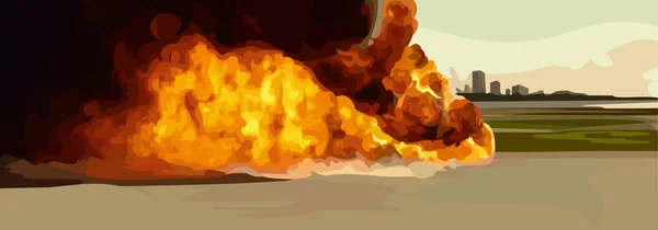 Stor Explosion Mot Bakgrund Staden Vektor Illustration — Stock vektor