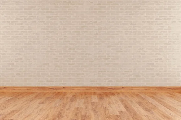 Interior vazio moderno com parede de pedra e piso de madeira. Illus 3d — Fotografia de Stock