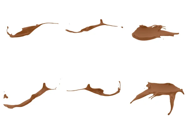 Set spruzzi di cioccolato isolato su sfondo bianco. Illustrati 3D — Foto Stock