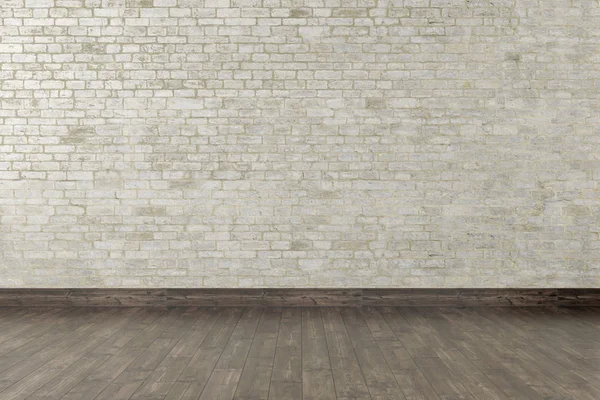 Moderno interno vuoto con muro in pietra e pavimento in legno. 3d Illus — Foto Stock