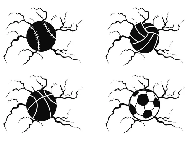 Balls cracking icons set — Stock Vector