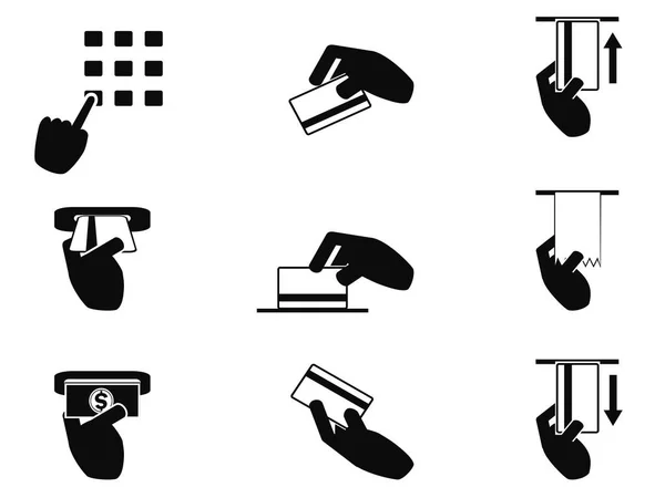 ATM-hand besturingsset pictogrammen — Stockvector