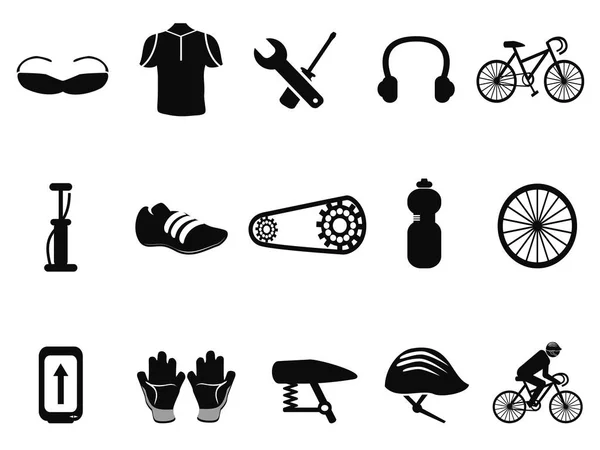 Conjunto de iconos de bicicleta negro — Archivo Imágenes Vectoriales