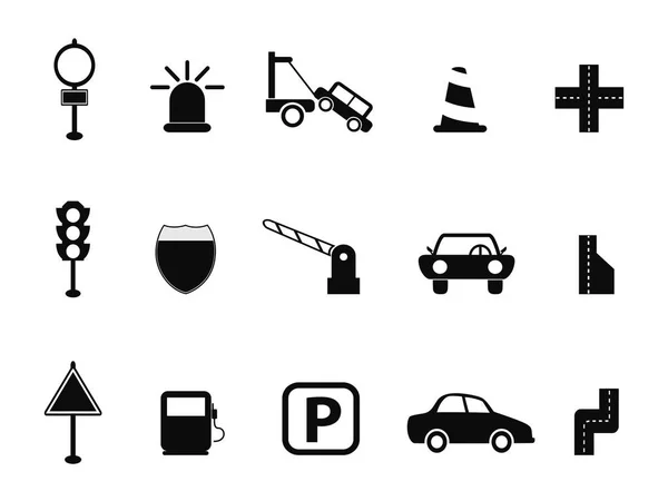 Ensemble d'icônes trafic noir — Image vectorielle