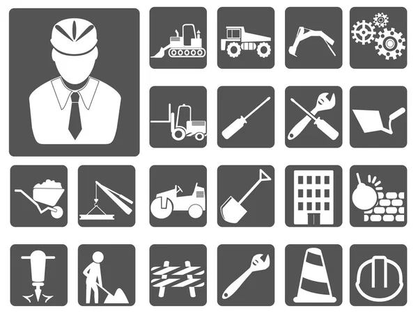 Engineer and construction icon buttons set — Stock Vector