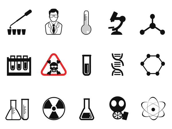 Black chemistry icons set — Stock Vector