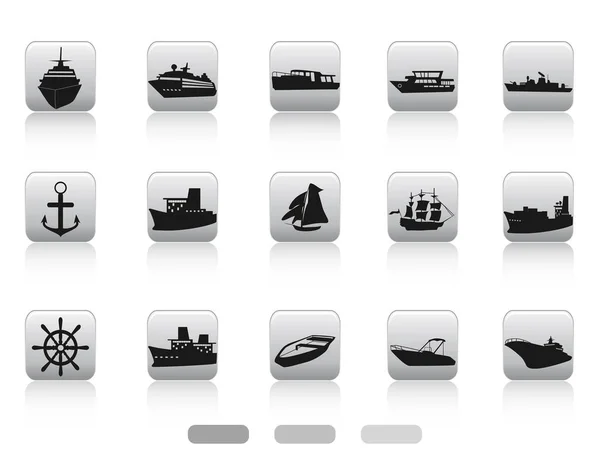 Barco icono botones conjunto — Vector de stock