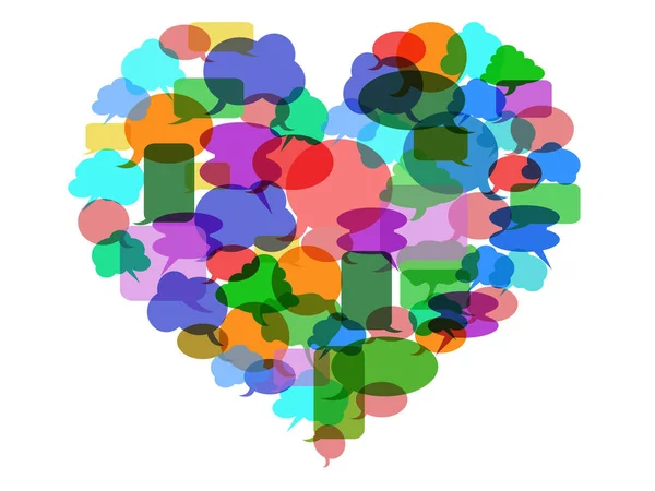 Corazón colorido de la burbuja del discurso — Archivo Imágenes Vectoriales