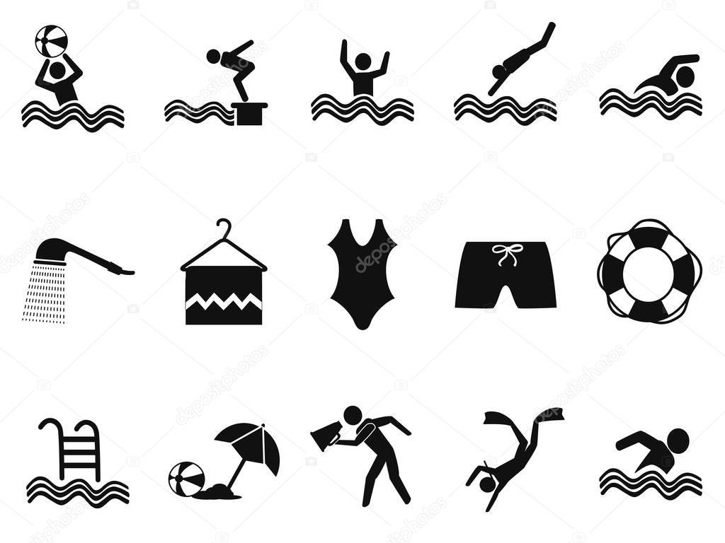 black water pool icons set