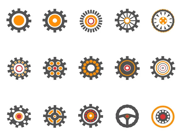 Orange gear and cog icons — Stock Vector