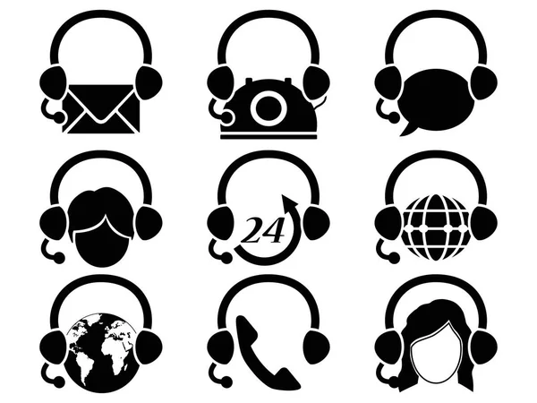 Headset-Hotline-Symbol gesetzt — Stockvektor