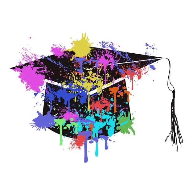 The colorful mortarboard cap — Stock Vector