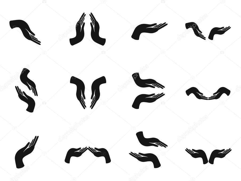 Black holding hands icon set — Stock Vector © huhulin #155607778