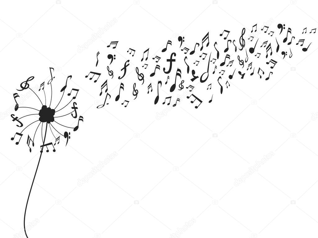 dandelion with music notes