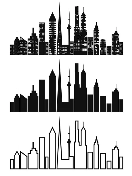 Siyah cityscape Icons set — Stok Vektör