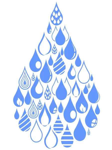 Conjunto de grupo de gotas azules — Vector de stock