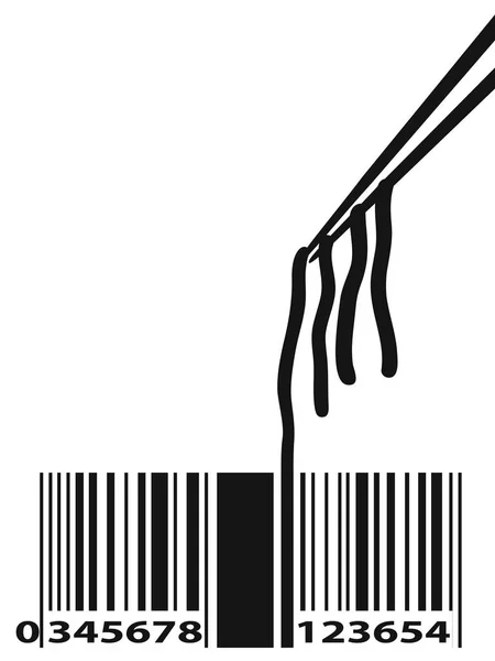 Noodle Barcode met Chopstick — Stockvector