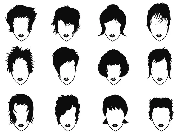 Woman hairstyle icons set — Stock Vector