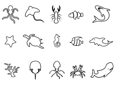 Karadeniz yaşam doğrusal Icon set