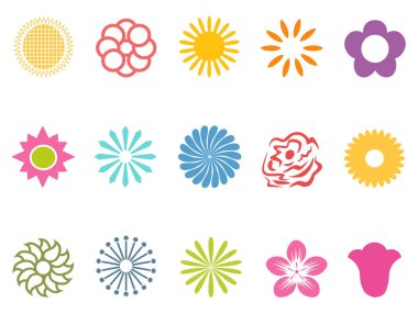 renk çiçek Icons set