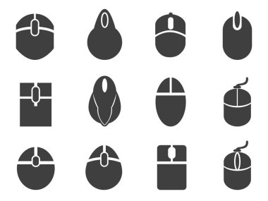 siyah bilgisayar fare Icons set