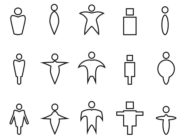 Personnes abstraites icônes linéaires — Image vectorielle