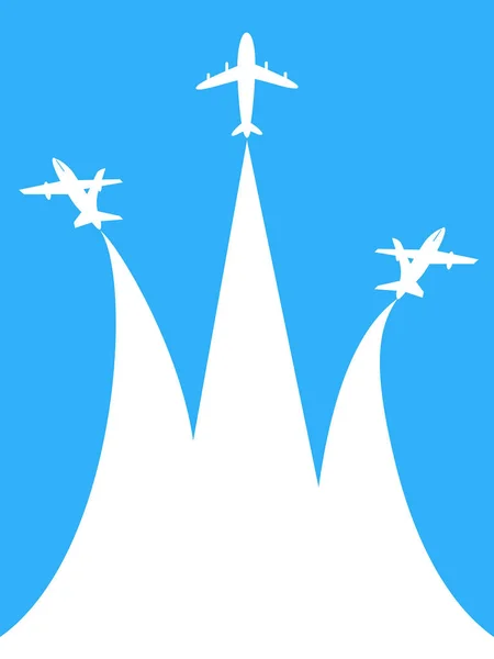 コピー スペース背景の青と白の飛行機 — ストックベクタ
