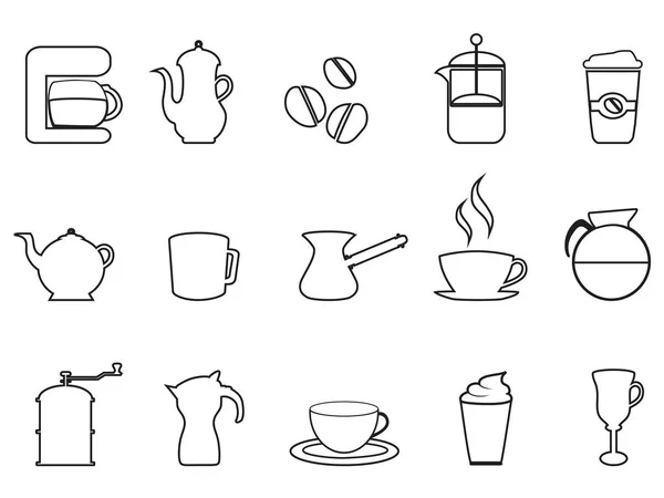 Café conjunto ícone linear —  Vetores de Stock