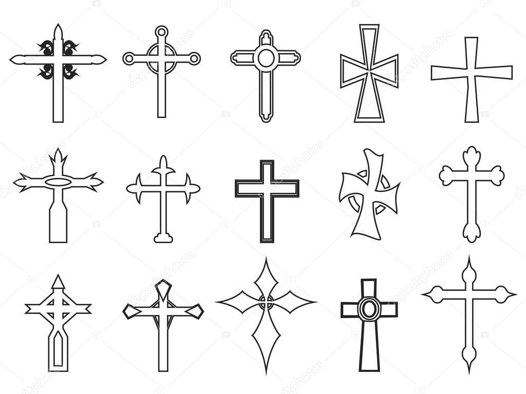 religious cross outline icons