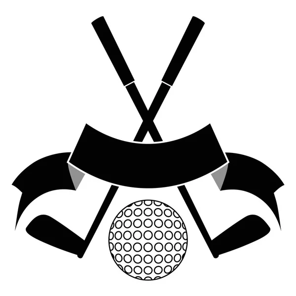 Logo de pelota de golf cruzado negro — Vector de stock