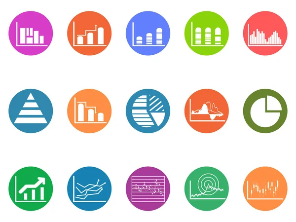 Graph-grafiek ronde knop icons set — Stockvector