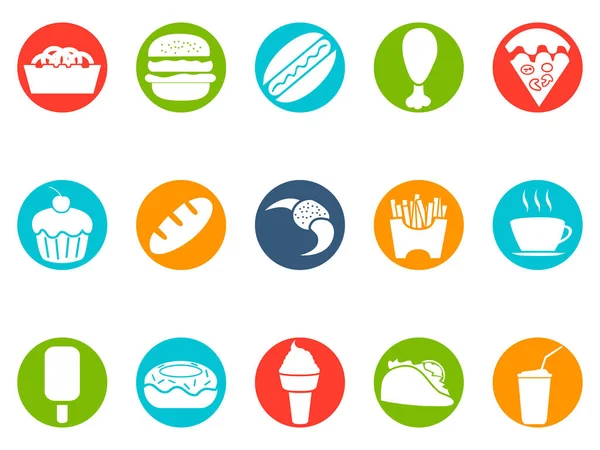 Set de iconos de botón de comida rápida — Vector de stock