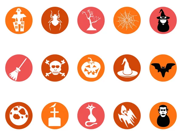 Brown Halloween round button icons set — Stock Vector